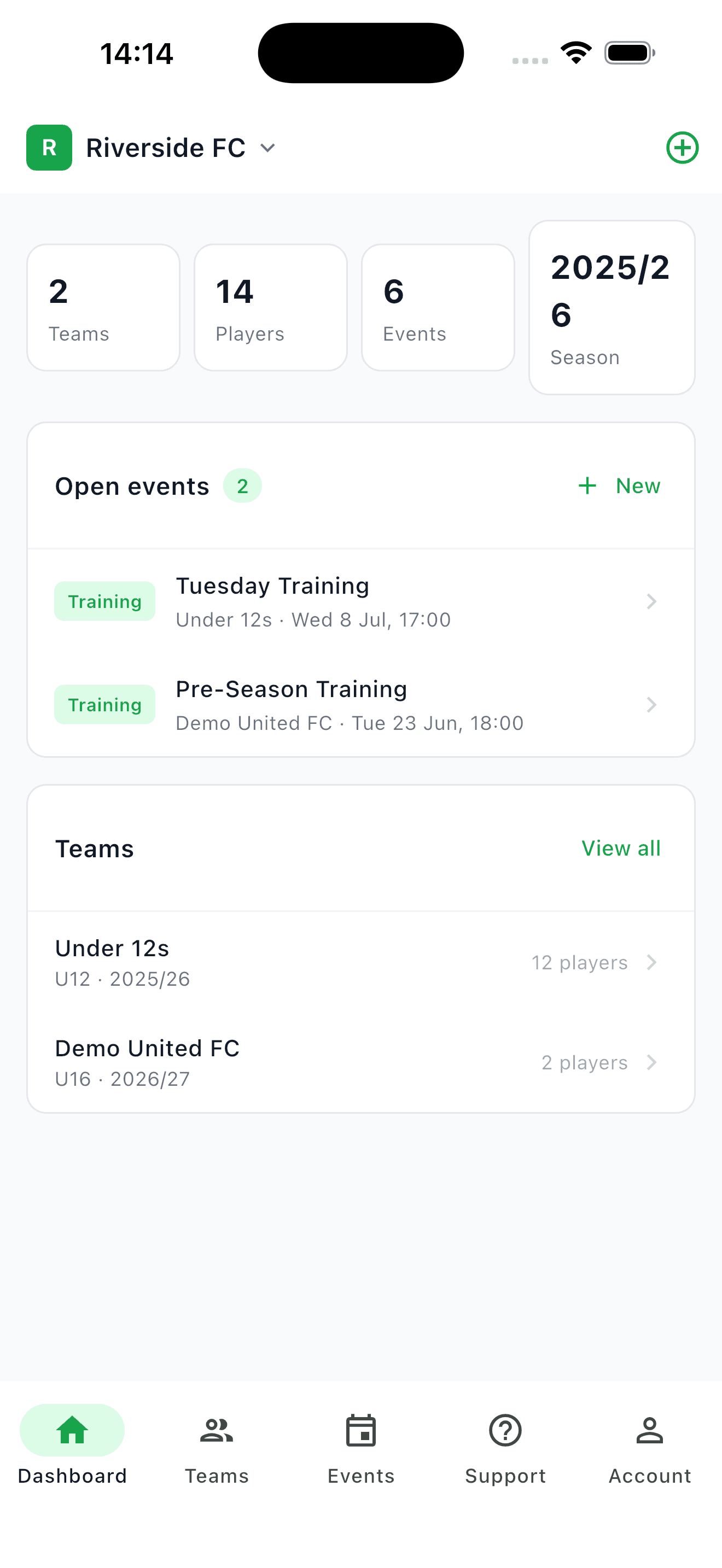 Team Spirit dashboard