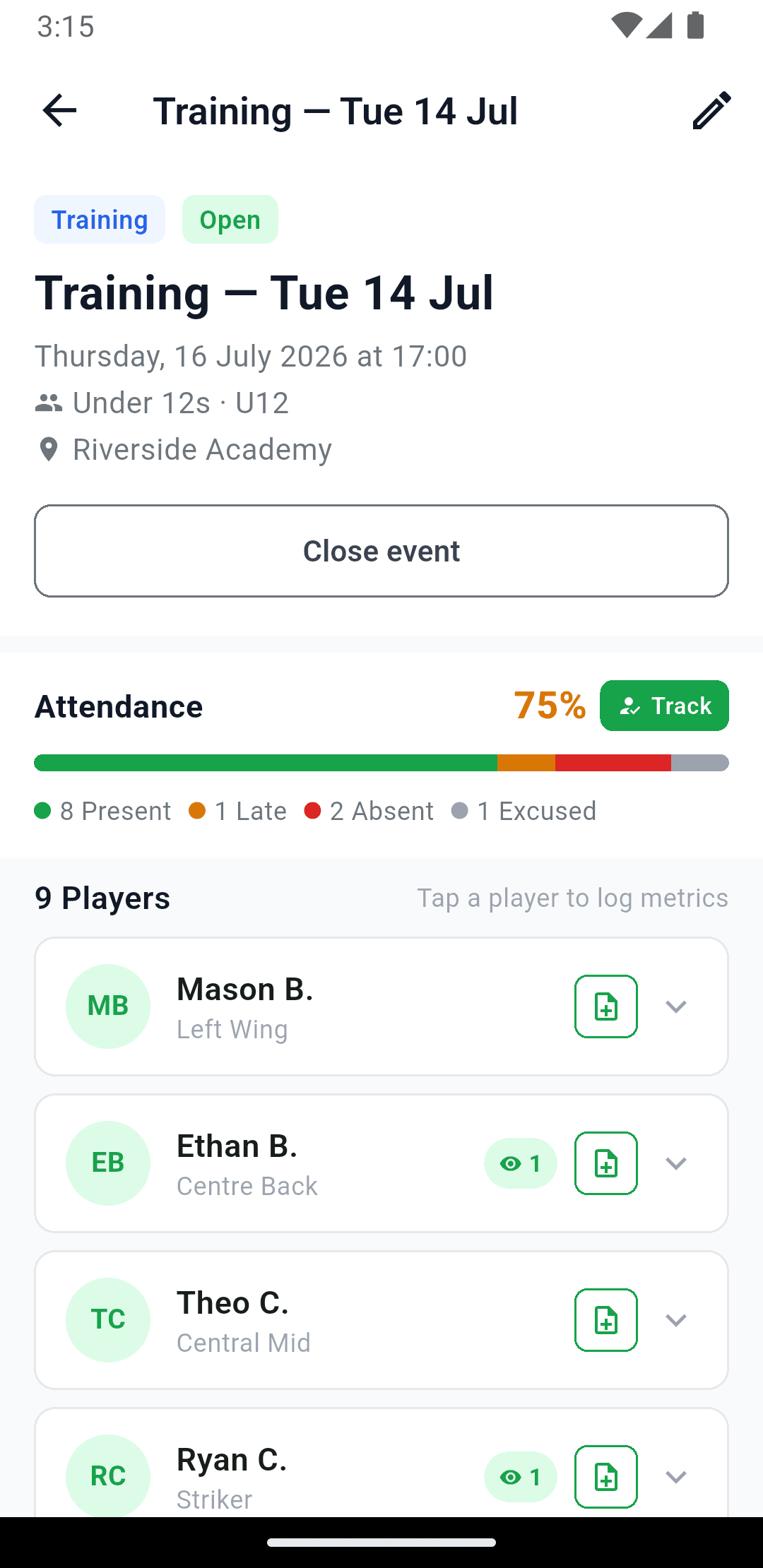 Attendance at a glance