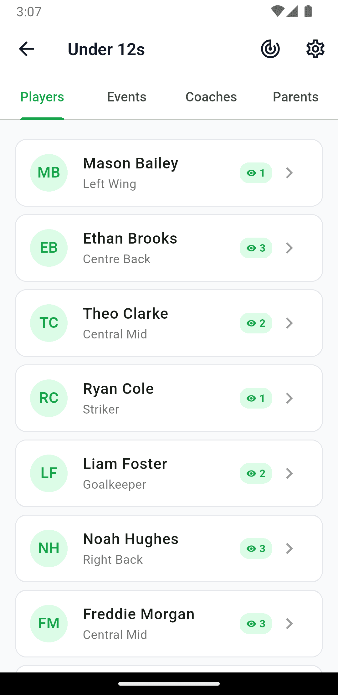 Every player, in view